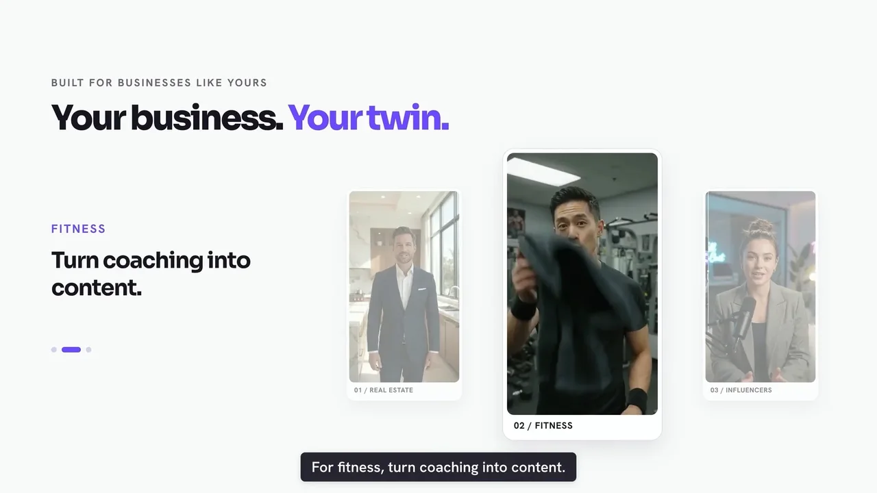 TwinClips AI business use cases for fitness, real estate and influencers