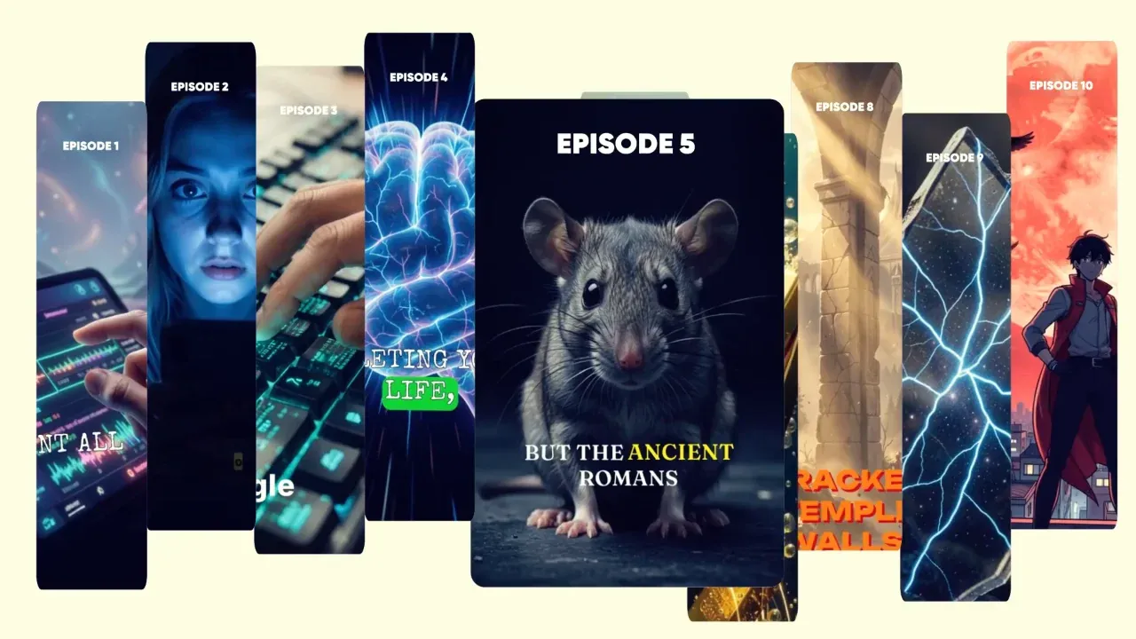 Videosly AI multi-episode video series with ten vertical episode cards